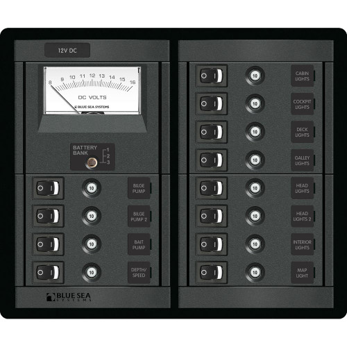 Blue Sea 1464 12 Position Switch CLB + Meter Square 1464