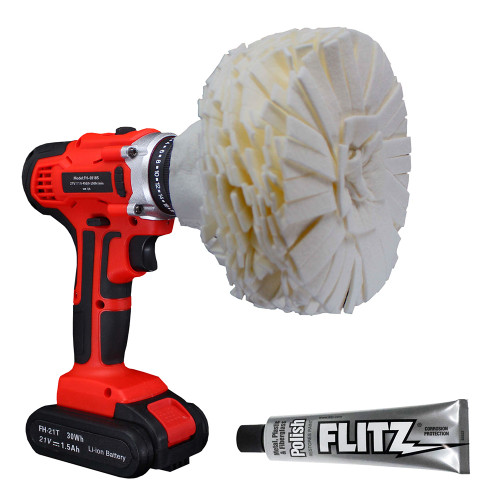 Flitz Buff Ball - Large 5" - White w/1.76oz Tube Flitz Polish PB 101-50