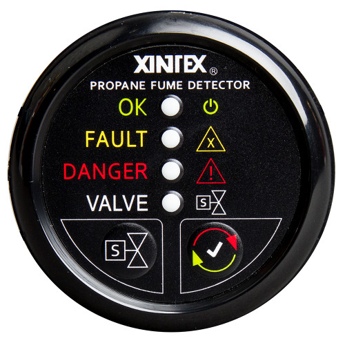 Fireboy-Xintex Propane Fume Detector w/Automatic Shut-Off &amp; Plastic Sensor - No Solenoid Valve - Black Bezel Display P-1BNV-R