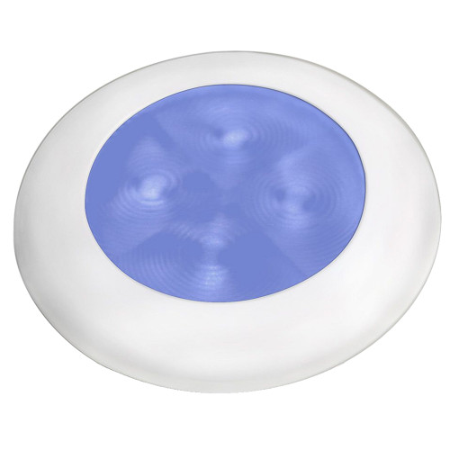 Hella Marine Slim Line LED 'Enhanced Brightness' Round Courtesy Lamp - Blue LED - White Plastic Bezel - 12V 980502241