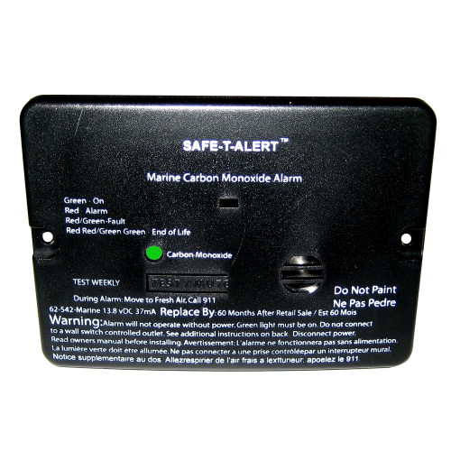 Safe-T-Alert 62 Series Carbon Monoxide Alarm - 12V - 62-542-Marine - Flush Mount - Black 62-542-MARINE-BLK