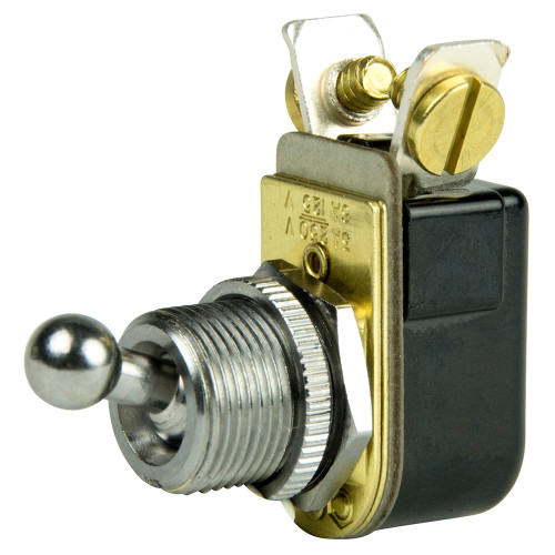 BEP SPST Chrome Plated Toggle Switch - 3/8" Ball Handle - OFF/ON 1002022