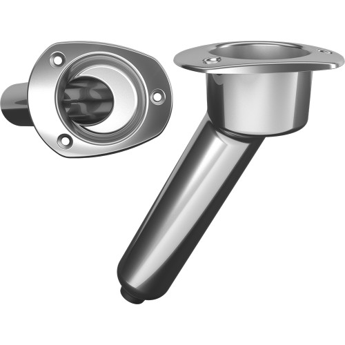 Mate Series Stainless Steel 30&deg; Rod &amp; Cup Holder - Drain - Oval Top C2030D