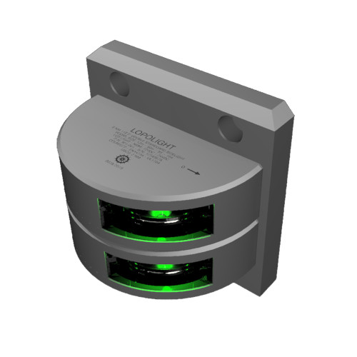 Lopolight Series 301-001 - Double Stacked Starboard Sidelight - 2NM - Vertical Mount - Green - Silver Housing 301-001ST
