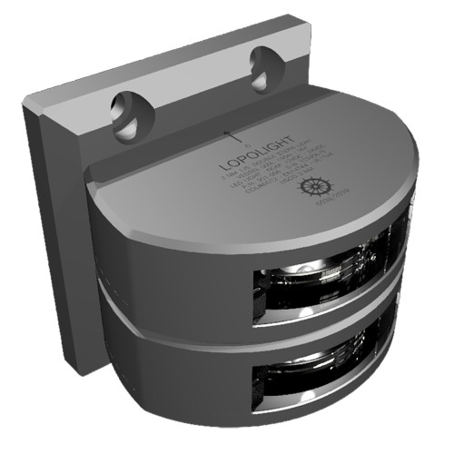 Lopolight Series 301-006 - Double Stacked Stern Light - 2NM - Vertical Mount - White - Silver Housing 301-006ST