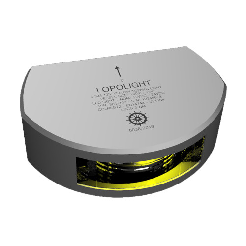 Lopolight Series 301-107 - Stern Towing Light - 3NM - Vertical Mount - Amber - Silver Housing 301-107