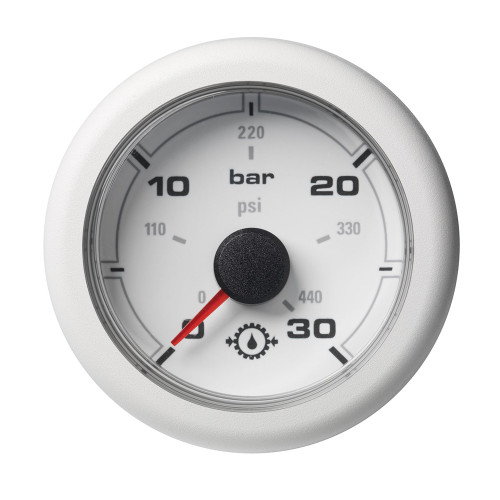 Veratron 52MM (2-1/16") OceanLink Transmission Oil Pressure Gauge - 30 Bar/440 PSI - White Dial &amp; Bezel A2C1066050001