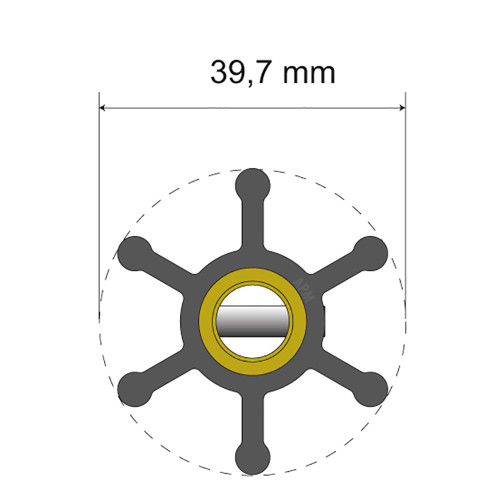 Albin Group Premium Impeller Kit - 39.7 x 9.5 x 19.2mm - 6 Blade - Pin Insert 06-01-003