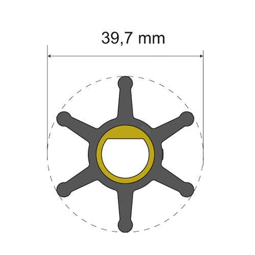 Albin Group Premium Impeller Kit - 39.7 x 12 x 19.2mm - 6 Blade - Single Flat Insert 06-01-004