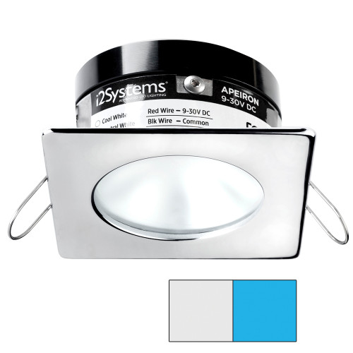 i2Systems Apeiron A503 3W Spring Mount Light - Square/Round - Cool White &amp; Blue - Polished Chrome Finish A503-12AAG-E