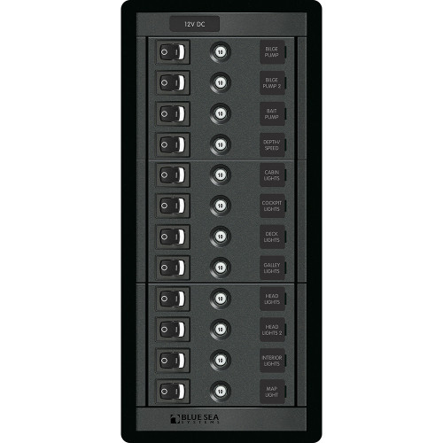 Blue Sea 1461 12 Position Circuit Breaker Panel - 12V - 120A 1461