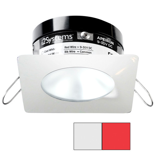 i2Systems Apeiron PRO A503 - 3W Spring Mount Light - Square/Round - Cool White &amp; Red - White Finish A503-32AAG-H