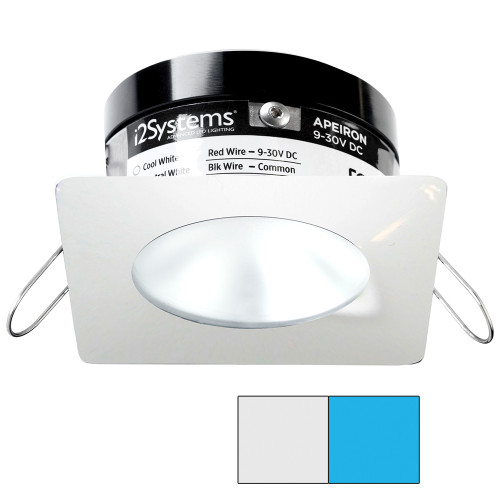 i2Systems Apeiron PRO A503 - 3W Spring Mount Light - Square/Round - Cool White &amp; Blue - White Finish A503-32AAG-E