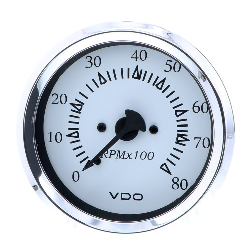 VDO Cockpit Marine 85MM (3-3/8") Outboard Tachometer - White Dial/Chrome Bezel 333-15275