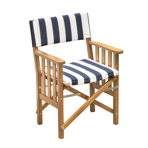 Whitecap Director&#39;s Chair II w/Navy &amp; White Cushion - Teak 61050