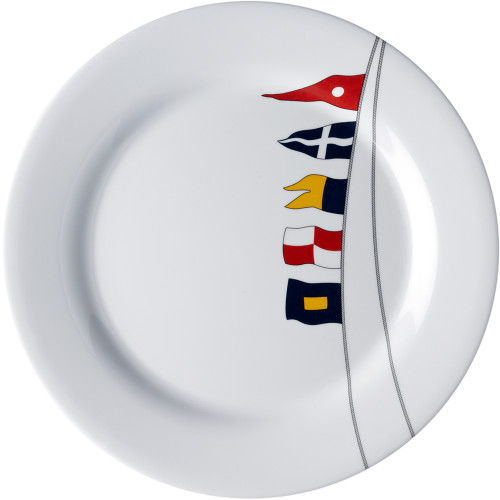 Marine Business Melamine Non-Slip, Flat, Round Dinner Plate - REGATA - 10" Set of 6 12001C