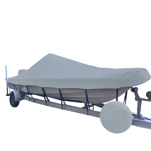Carver Sun-DURA&reg; Narrow Series Styled-to-Fit Boat Cover f/22.5&#39; V-Hull Center Console Shallow Draft Boats - Grey 71222NS-11
