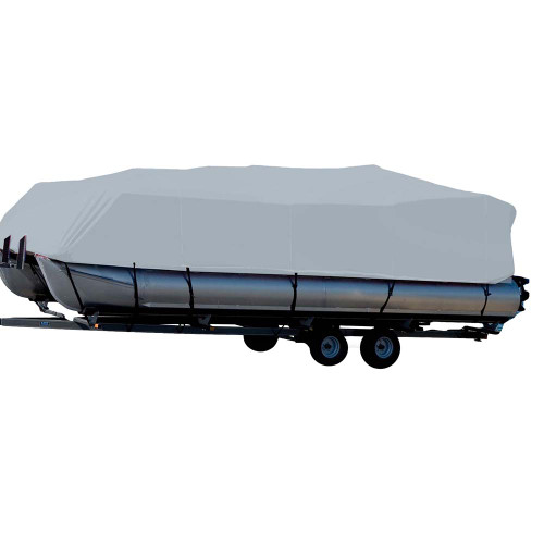 Carver Sun-DURA&reg; Styled-to-Fit Boat Cover f/26.5&#39; Pontoons w/Bimini Top &amp; Partial Rails - Grey 77626S-11