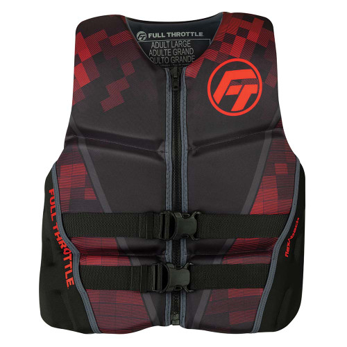 Full Throttle Men&#39;s Rapid-Dry Flex-Back Life Jacket - L - Black/Red 142500-100-040-22