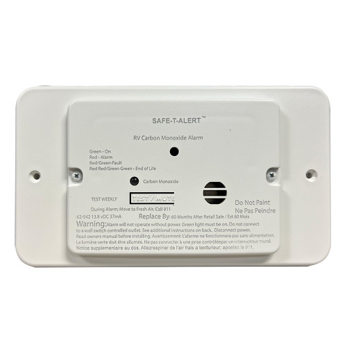 Safe-T-Alert 62 Series RV Carbon Monoxide - White - Flush Mount - 12V w/Trim Ring 62-542-TR-WT