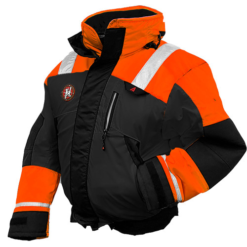 First Watch AB-1100 Flotation Bomber Jacket - Hi-Vis Orange/Black - Large AB-1100-OB-L