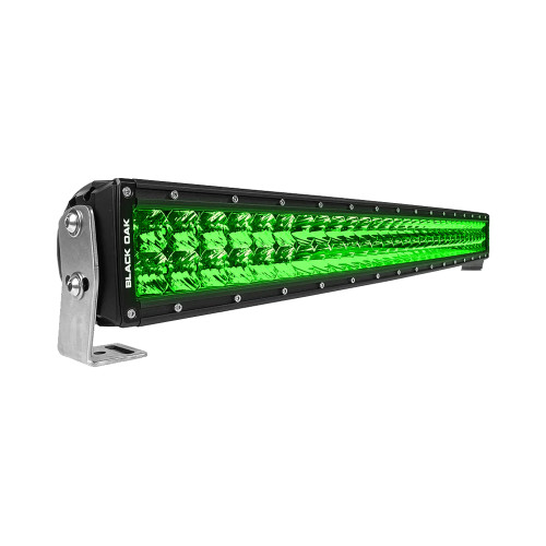 Black Oak 30" Curved Double Row Green LED Hog Hunting Light Bar - Combo Optics - Black Housing - Pro Series 3.0 30CG-D3OS