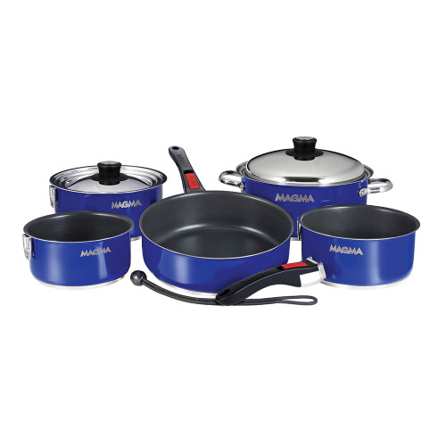 Magma Nestable 10 Piece Induction Non-Stick Enamel Finish Cookware Set - Cobalt Blue A10-366-CB-2-IN