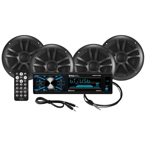 Boss Audio MCBK634B.64 Kit w/MR634UAB, 4 MR6B Speakers, &amp; MRANT10 Antenna MCBK634B.64