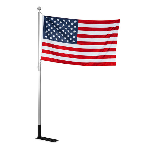 Camco 20' Telescoping Camper/RV Flagpole w/Base Foot &amp; U.S. Flag 51600