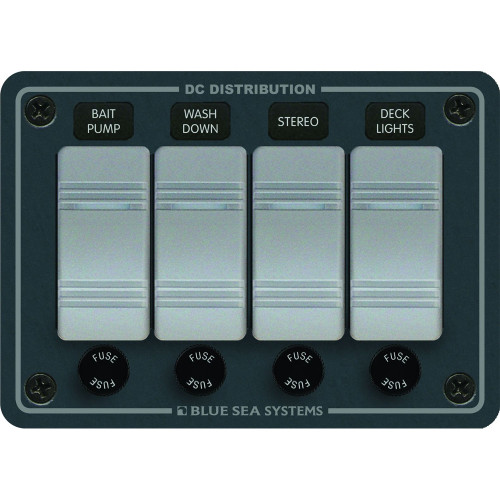 Blue Sea 8262 Waterproof Panel 4 Position - Slate Grey 8262