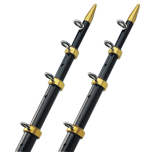 TACO 15' Telescopic Outrigger Poles 1-1/8" - Black/Gold - Pair OT-0441BKA15