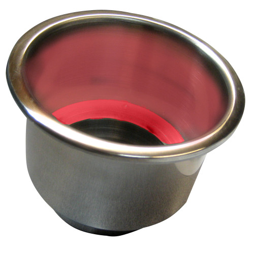 Whitecap Flush Mount Cup Holder w/Red LED Light - Stainless Steel S-3511RC