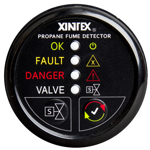 Fireboy-Xintex Propane Fume Detector w/Plastic Sensor &amp; Solenoid Valve - Black Bezel Display P-1BS-R