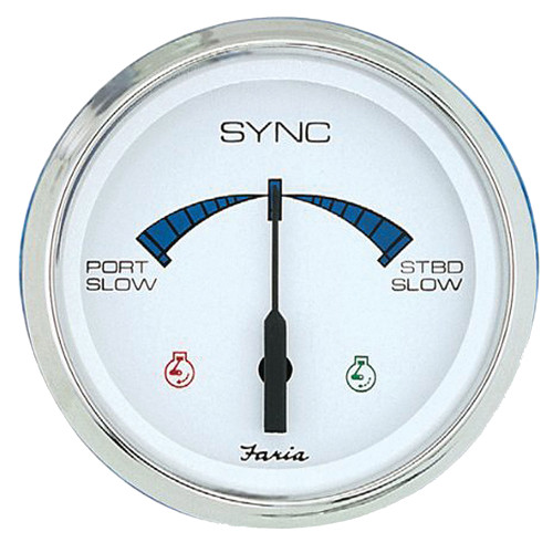 Faria 4" Chesapeake SS White Engine Synchronizer - Dual Gas &amp; Var Ratio Alt Diesel 33801