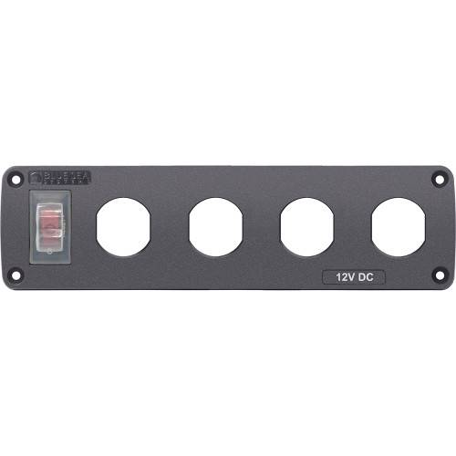 Blue Sea Water Resistant USB Accessory Panel - 15A Circuit Breaker, 4x Blank Apertures 4369