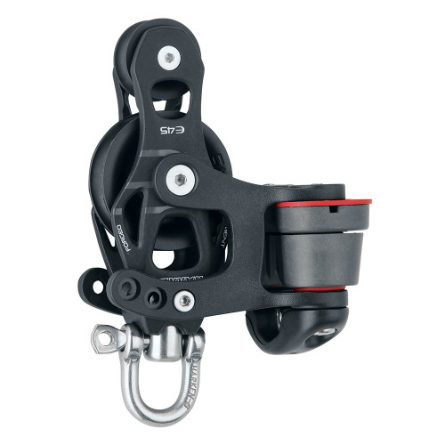 Harken 45mm Single Aluminum Element Fiddle Block w/Swivel &amp; 150 Cam Cleat 6235