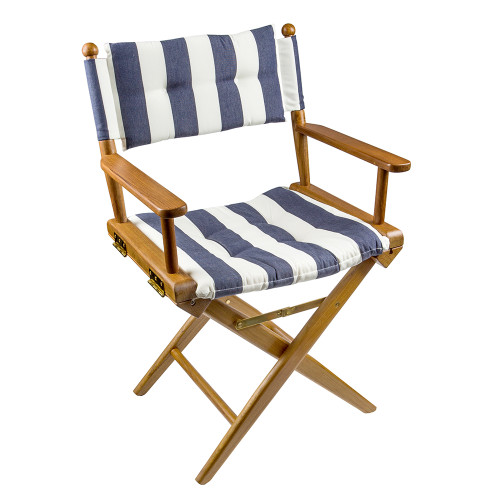 Whitecap Director&#39;s Chair w/Navy &amp; White Cushion - Teak 61040