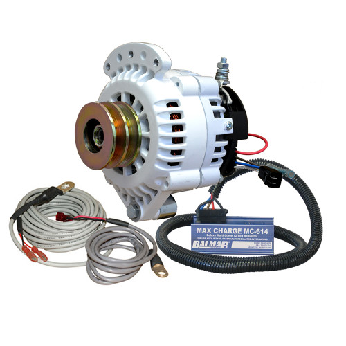 Balmar Alternator 120 AMP 12V 1-2" Single Foot Spindle Mount Dual Vee Pulley Regulator &amp; Temp Sensor 621-VUP-MC-120-DV