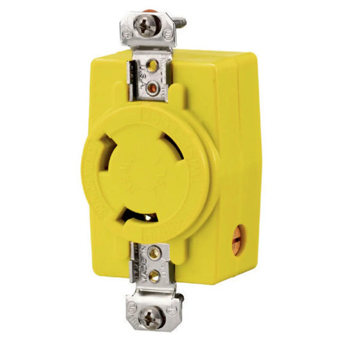 Hubbell HBL328DCR 30A 28V DC Locking Receptacle Yellow HBL328DCR
