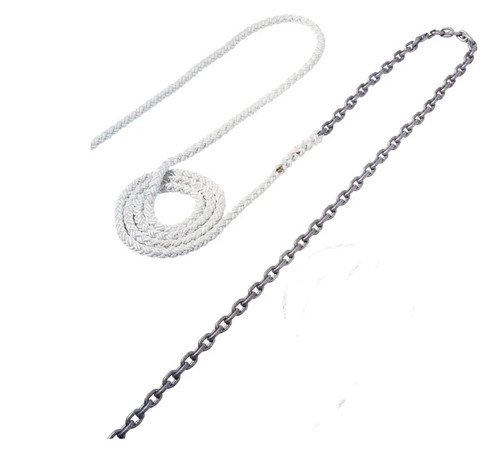 Maxwell 15' of 1/4" HT Chain Splice to 150' of 1/2" Nylon Brait Line RODE38