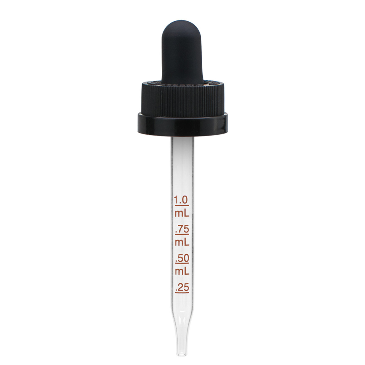 Black PP Plastic 20-400 Ribbed Skirt Child-Resistant Dropper