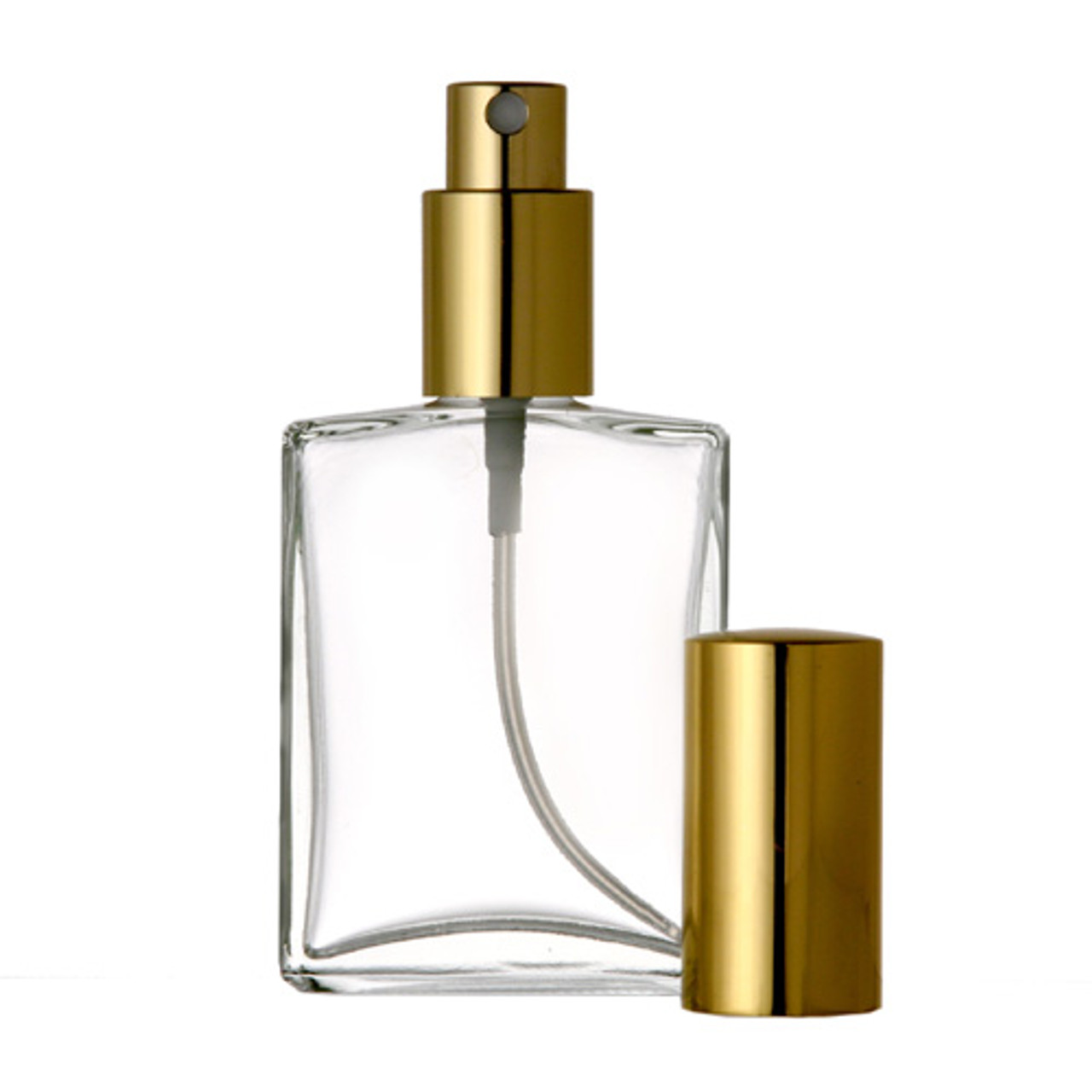 60ml [2 oz] Flat Square Shaped Style Perfume Atomizer Empty Refillable  Glass Bottle with Gold Sprayer Cap