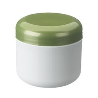 4 oz White PP Double Wall Round Base Jar 70-400 Neck Finish With Unlined Green Lid