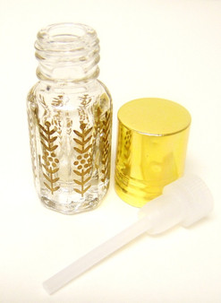 3ml Printed Leaf Design Octagonal Bottle with Deep Stick Applicator and Aluminum Golden caps