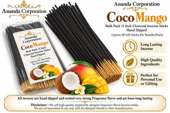 Coco Mango, Bulk Pack Incense Sticks Hand Dipped (Aprox 90-100 Sticks Per Bundle/Pack)