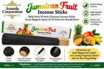 Jamaican Fruit, Bulk Pack Hand Dipped Exotic Incense Sticks [19 Inch, Approx 28-30 Sticks Per Bundle/Pack]