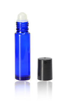 10ml [1/3 oz] Cobalt Blue Roll On Bottle With Color Cap