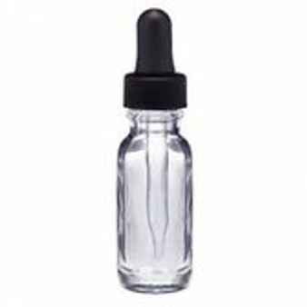 15ml [1/2 oz] Clear Boston Round Bottle with Standard Glass Dropper