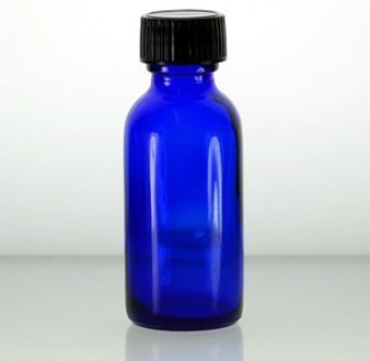 1/2 oz [15ml] Cobalt Blue Boston Round Bottle with Phenolic Cone Liner Caps