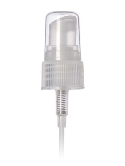 Natural-Colored PP Plastic 20-410 Ribbed Skirt Fine Mist Fingertip Sprayer with clear over cap and 4 inch dip tube